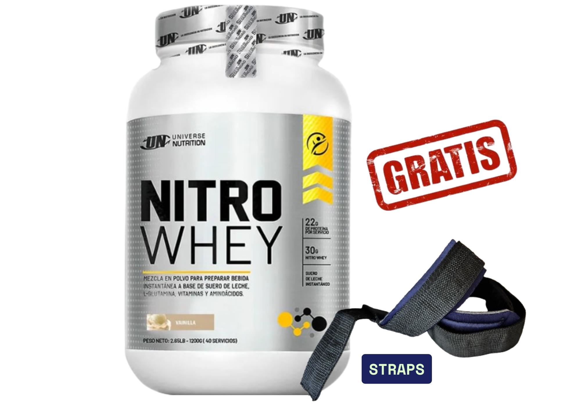 NITRO WHEY 1 KILO VAINILLA + STRAPS